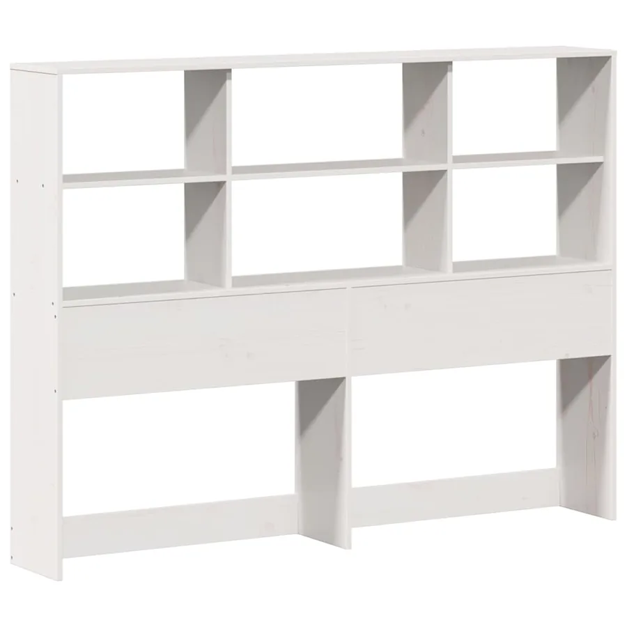 Lit bibliothèque sans matelas blanc 160x200 cm bois pin massif - 6