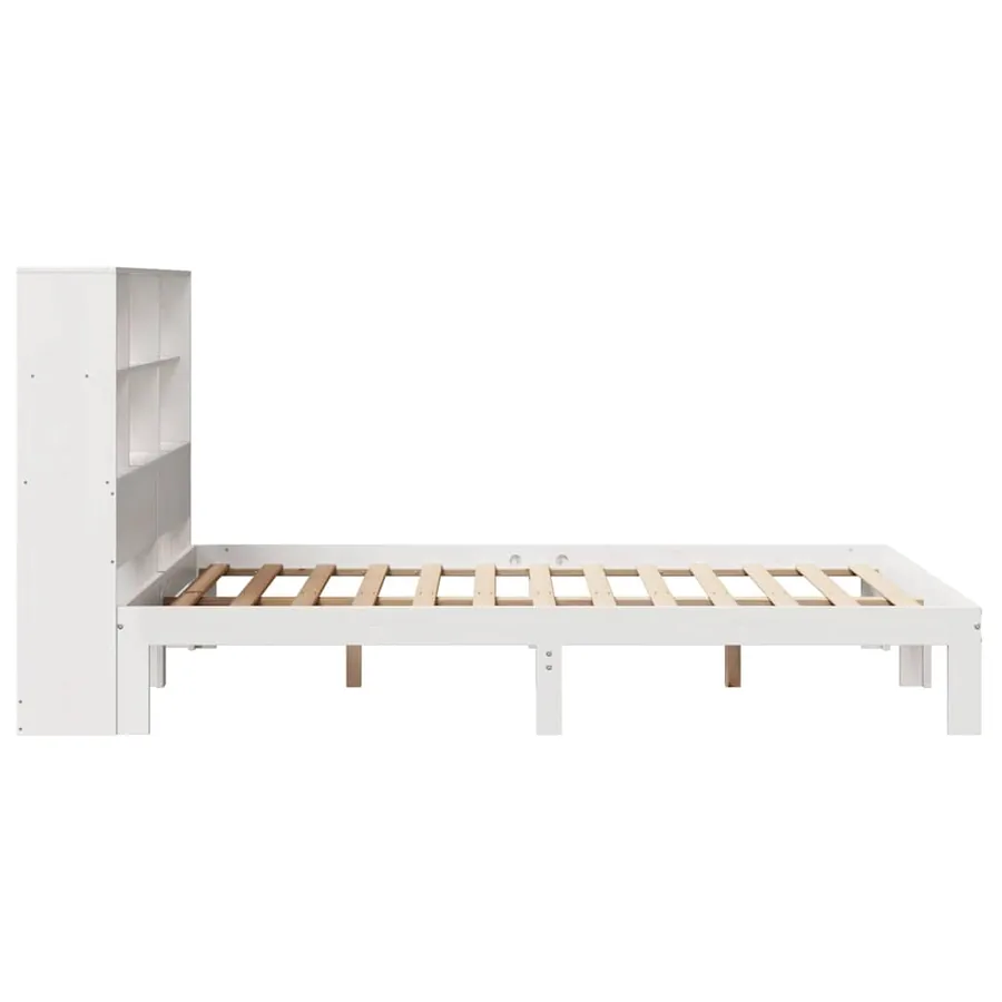 Lit bibliothèque sans matelas blanc 160x200 cm bois pin massif - 7