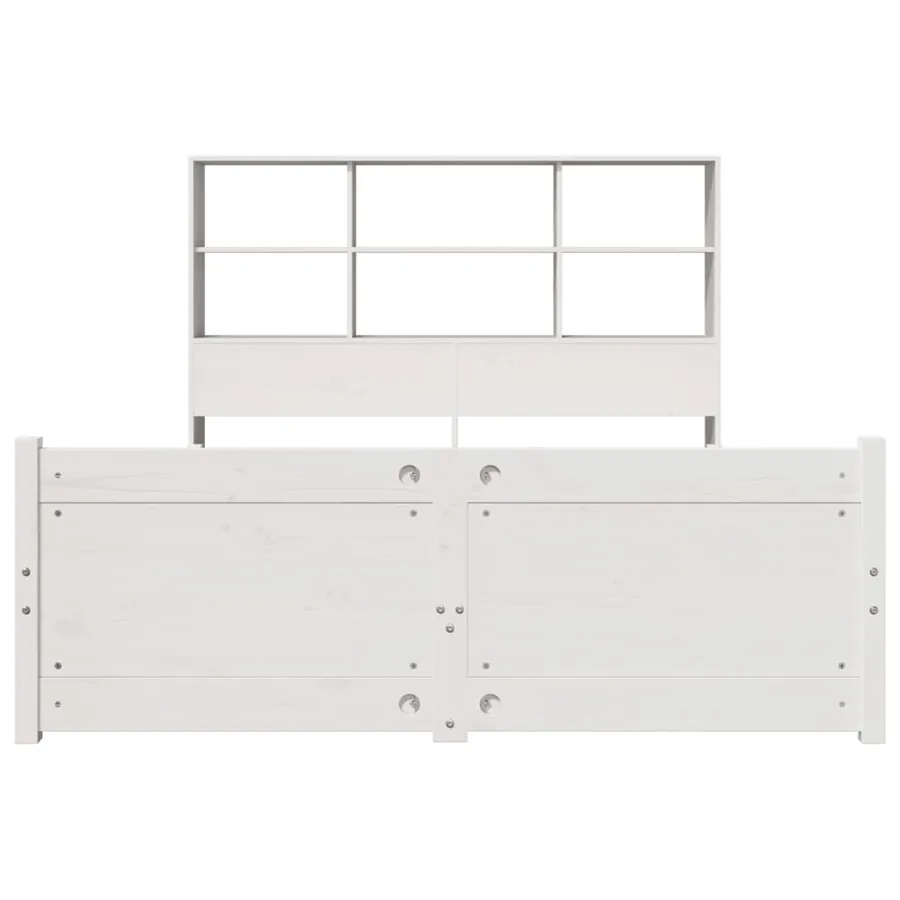 Lit bibliothèque sans matelas blanc 160x200 cm bois pin massif - 4