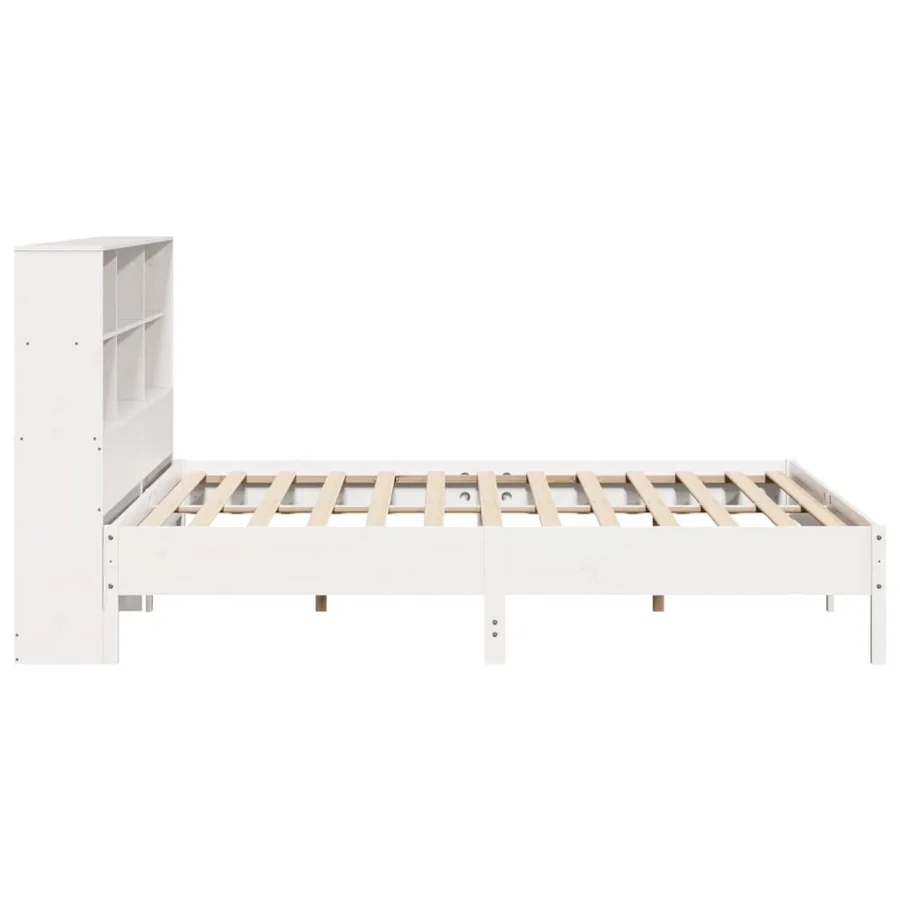 Lit bibliothèque sans matelas blanc 180x200 cm bois pin massif - 5