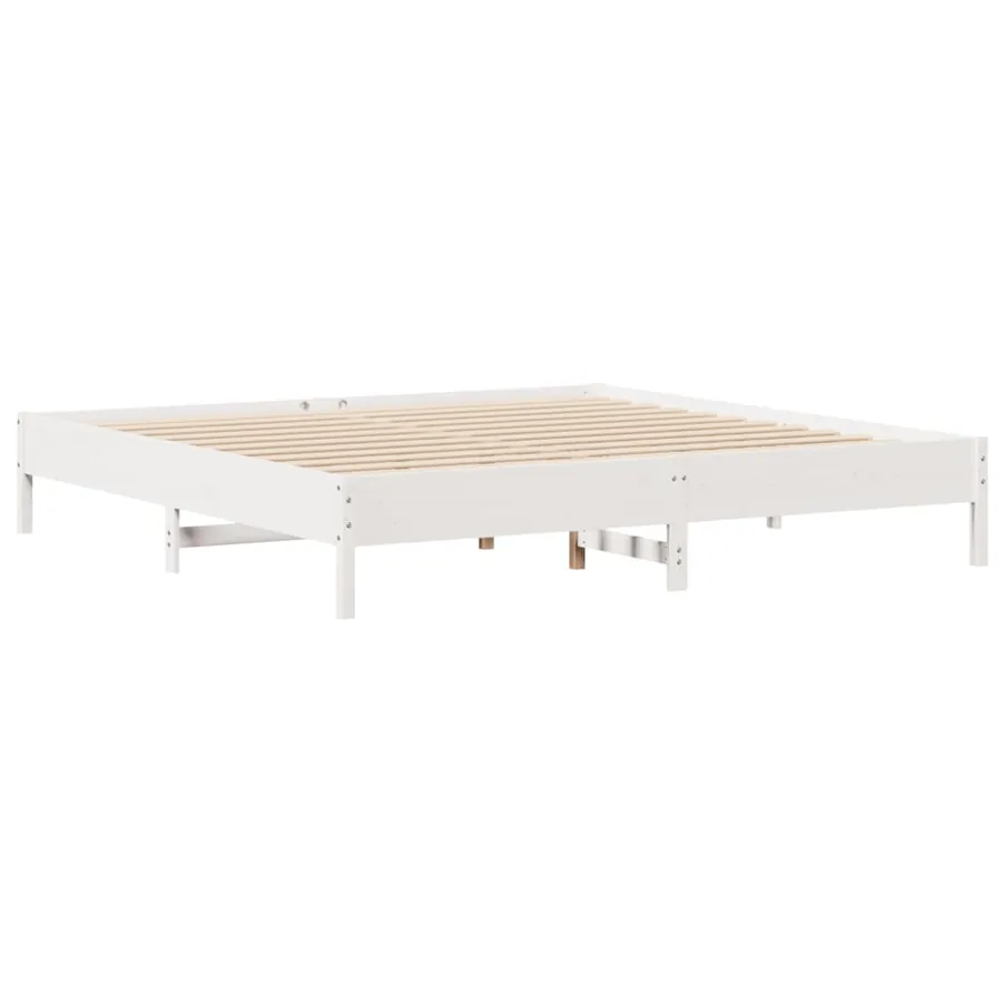 Lit bibliothèque sans matelas blanc 180x200 cm bois pin massif - 8