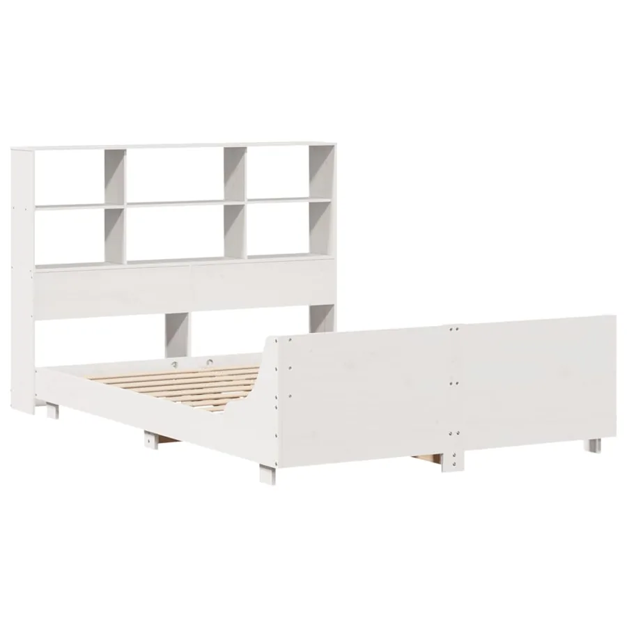 Cadre de lit sans matelas blanc 160x200 cm bois de pin massif - 3