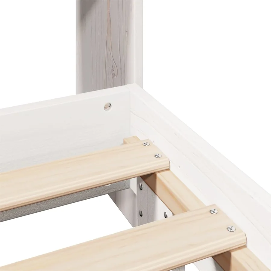 Cadre de lit sans matelas blanc 160x200 cm bois de pin massif - 9