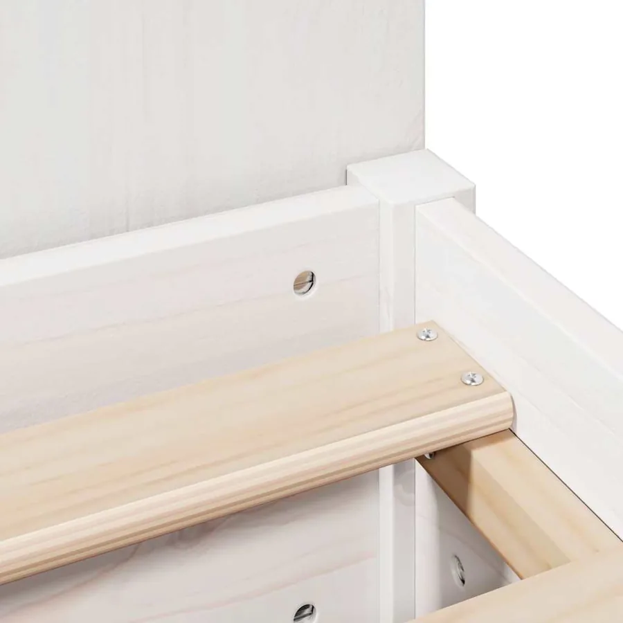 Lit bibliothèque sans matelas blanc 75x190cm bois de pin massif - 10