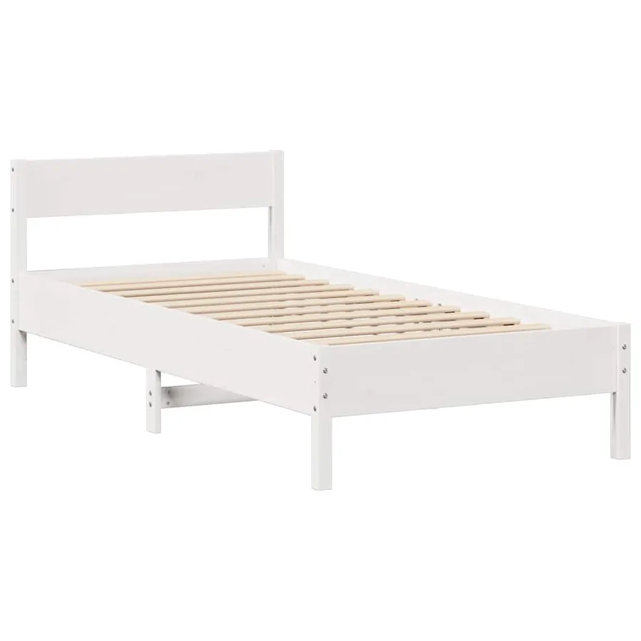 Lit bibliothèque sans matelas blanc 75x190cm bois de pin massif - 8