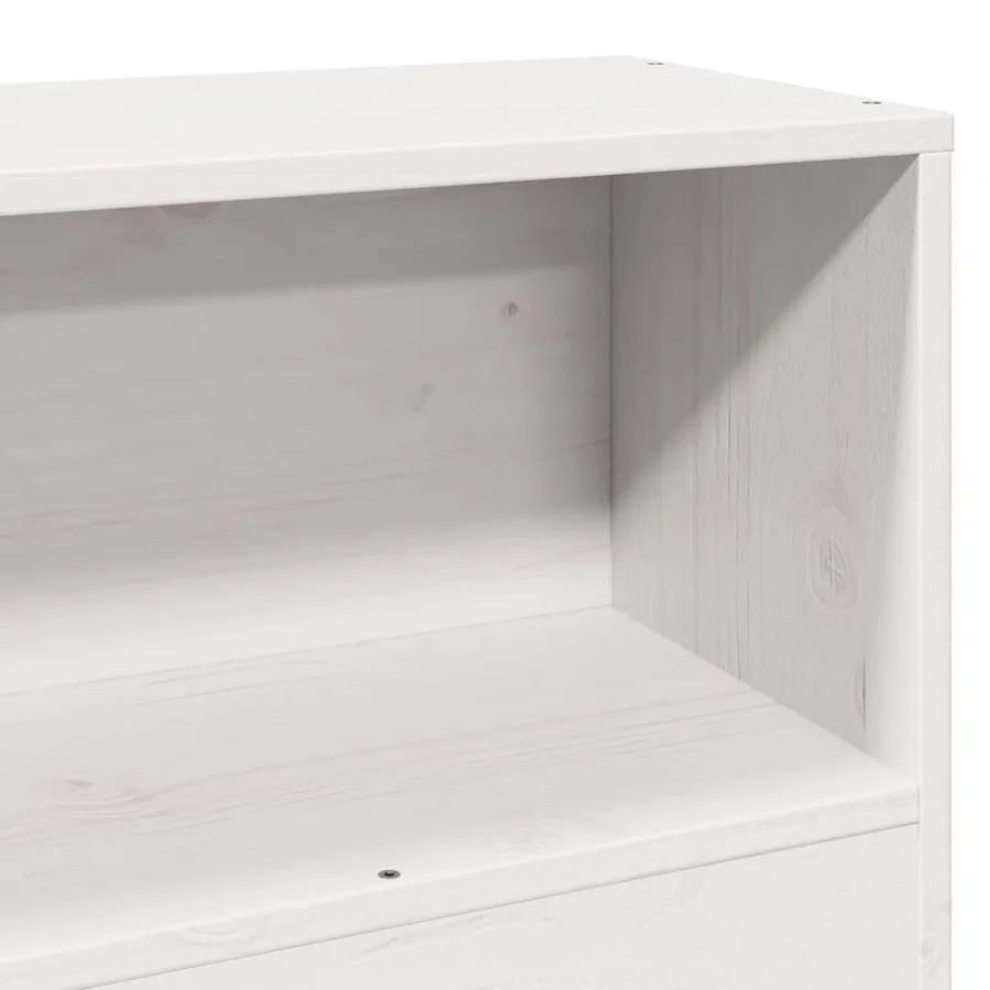 Lit bibliothèque sans matelas blanc 75x190cm bois de pin massif - 9