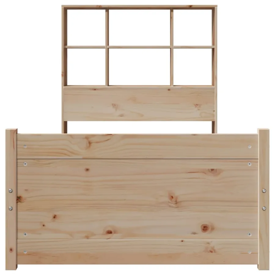 Lit bibliothèque sans matelas 90x190 cm bois de pin massif - 4
