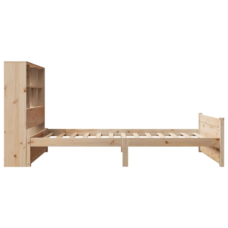 Lit bibliothèque sans matelas 90x190 cm bois de pin massif - 5