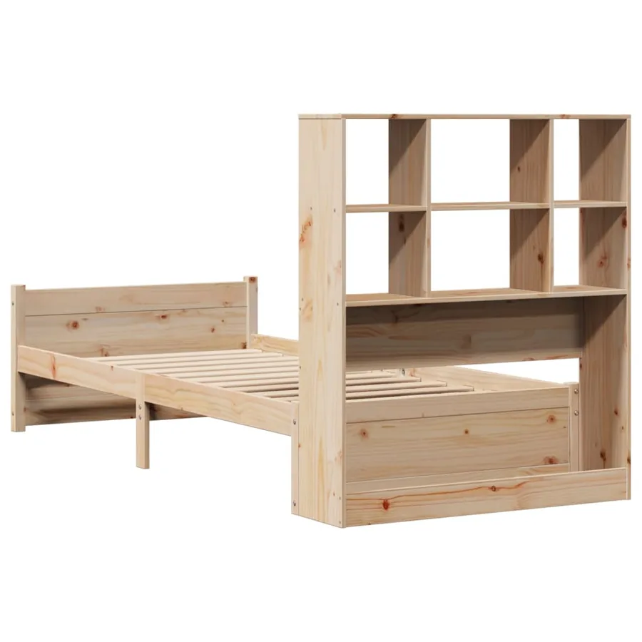 Lit bibliothèque sans matelas 90x190 cm bois de pin massif - 6