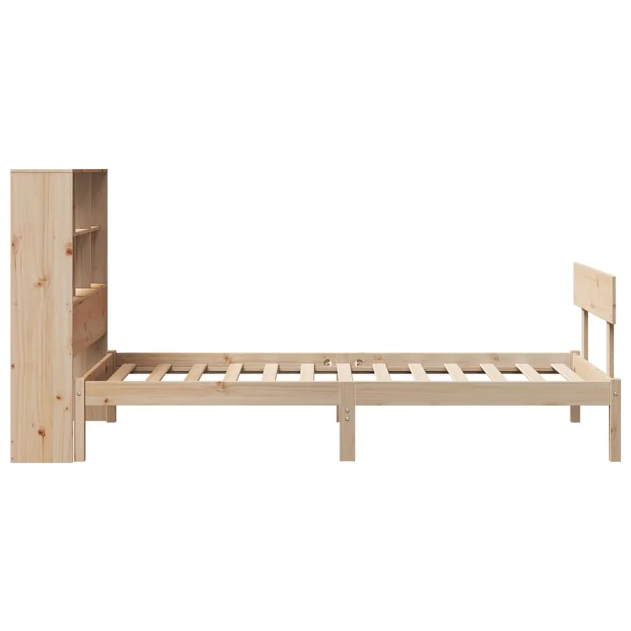Lit bibliothèque sans matelas 90x200 cm bois de pin massif - 7