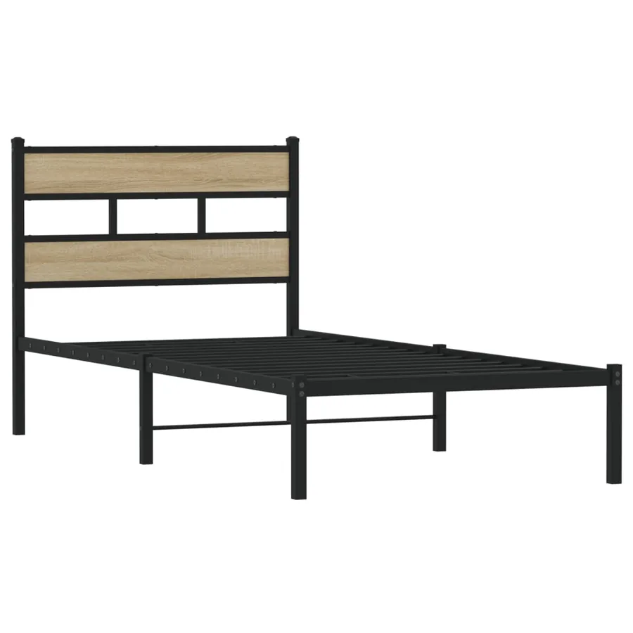 Cadre de lit en métal sans matelas chêne sonoma 90x190 cm - 3