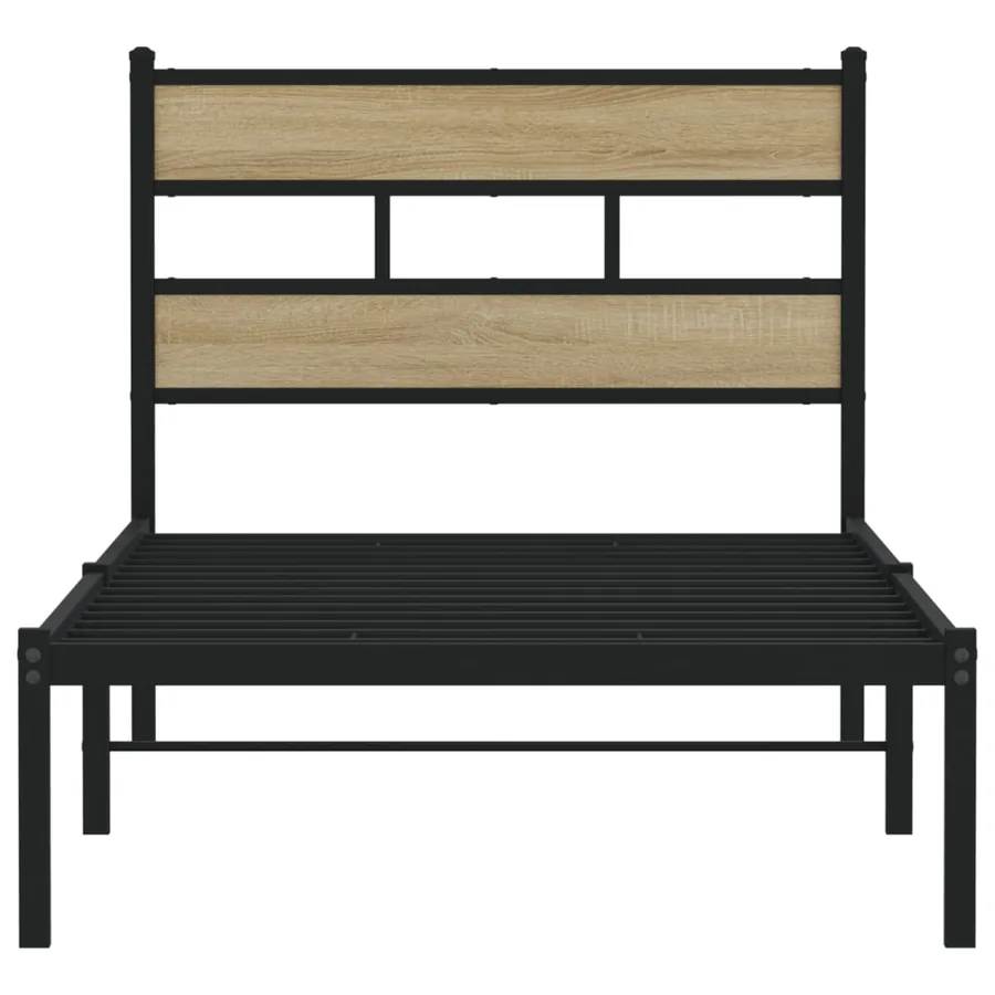 Cadre de lit en métal sans matelas chêne sonoma 90x190 cm - 4