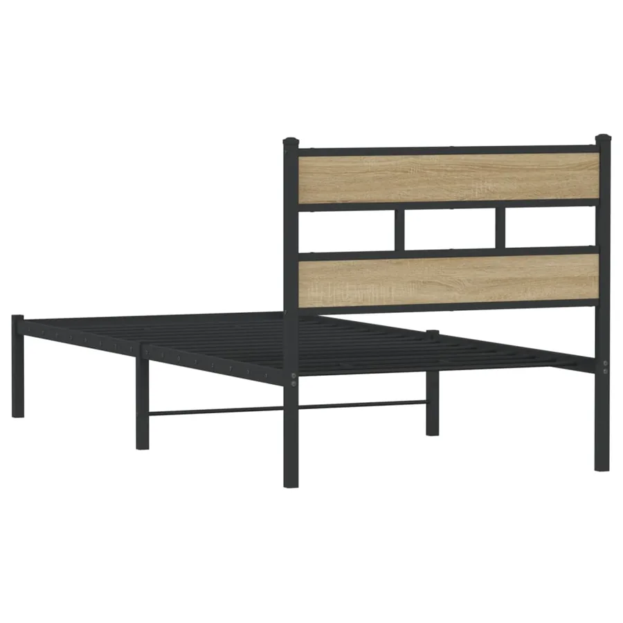 Cadre de lit en métal sans matelas chêne sonoma 90x190 cm - 6