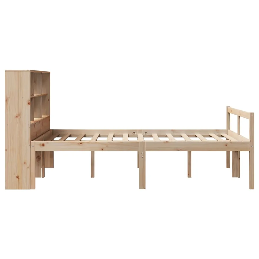 Lit bibliothèque sans matelas 140x190 cm bois de pin massif - 5