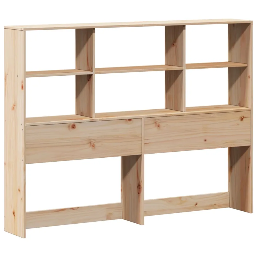 Lit bibliothèque sans matelas 140x190 cm bois de pin massif - 7