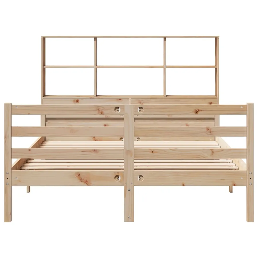 Lit bibliothèque sans matelas 140x200 cm bois massif de pin - 4