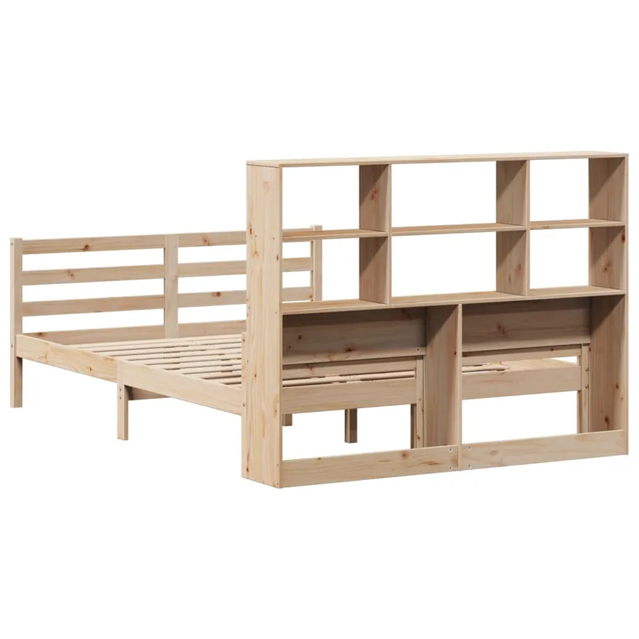 Lit bibliothèque sans matelas 140x200 cm bois massif de pin - 6