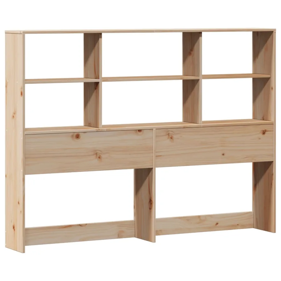 Lit bibliothèque sans matelas 140x190 cm bois de pin massif - 7