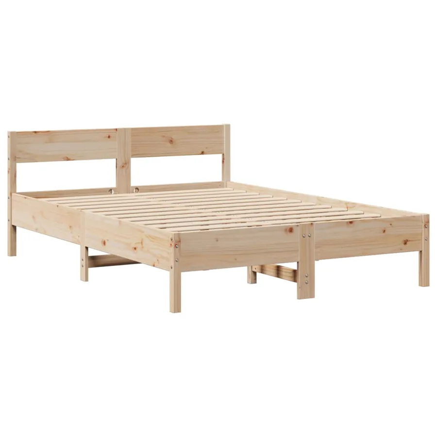 Lit bibliothèque sans matelas 140x190 cm bois de pin massif - 8