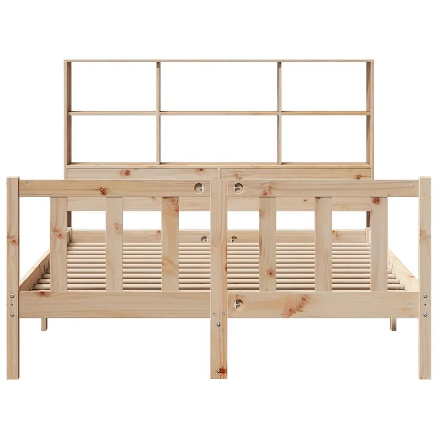 Lit bibliothèque sans matelas 140x200 cm bois massif de pin - 4