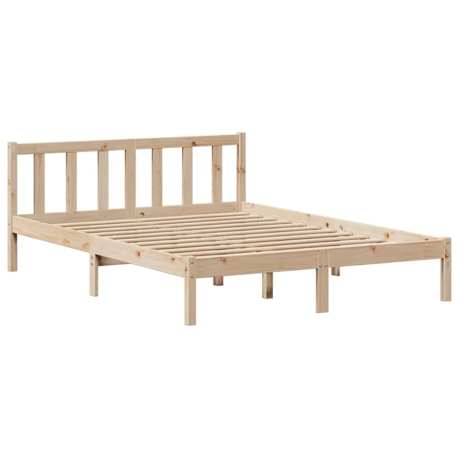 Lit bibliothèque sans matelas 140x200 cm bois massif de pin - 5