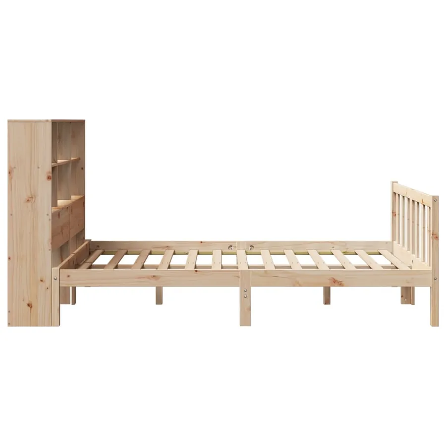 Lit bibliothèque sans matelas 140x200 cm bois massif de pin - 7