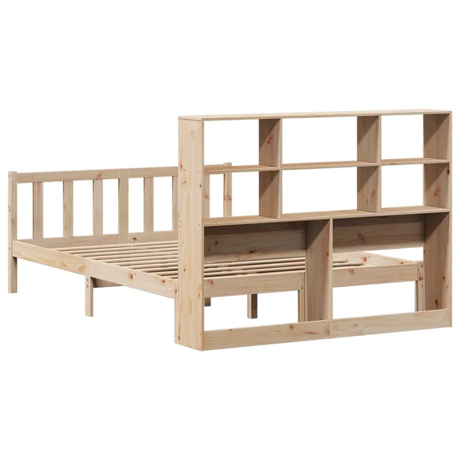 Lit bibliothèque sans matelas 140x200 cm bois massif de pin - 8