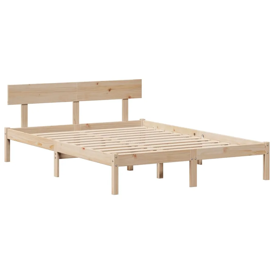 Lit bibliothèque sans matelas 140x190 cm bois de pin massif - 5