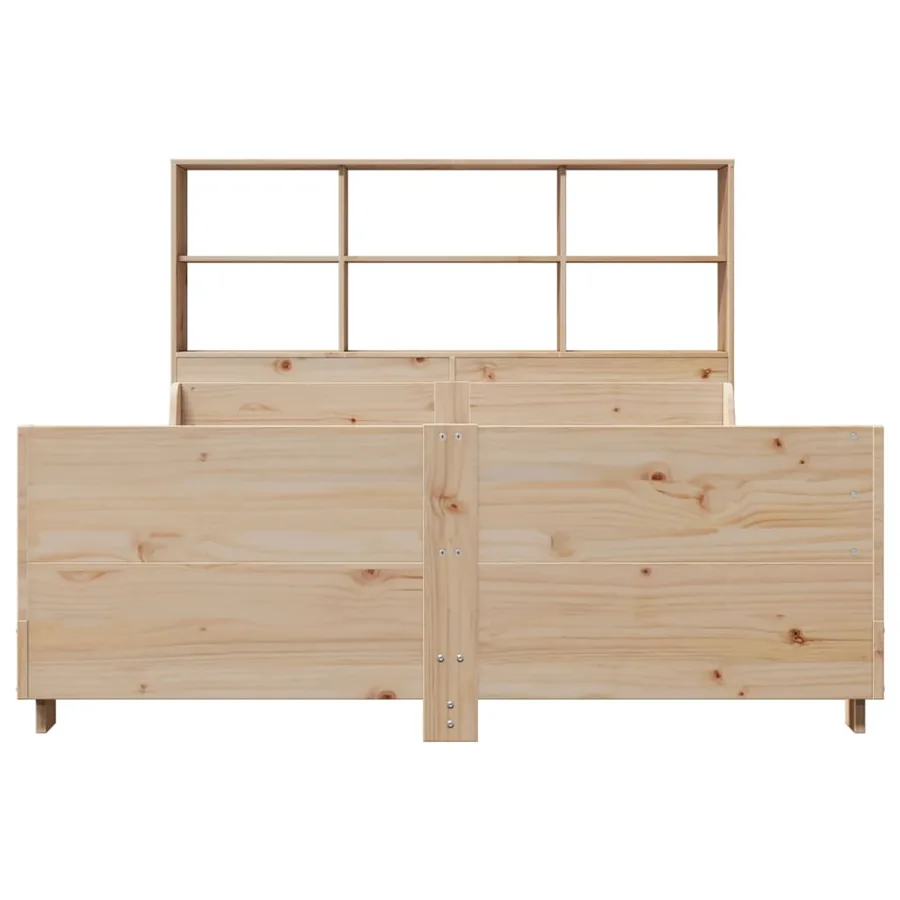 Lit bibliothèque sans matelas 140x190 cm bois massif - 4