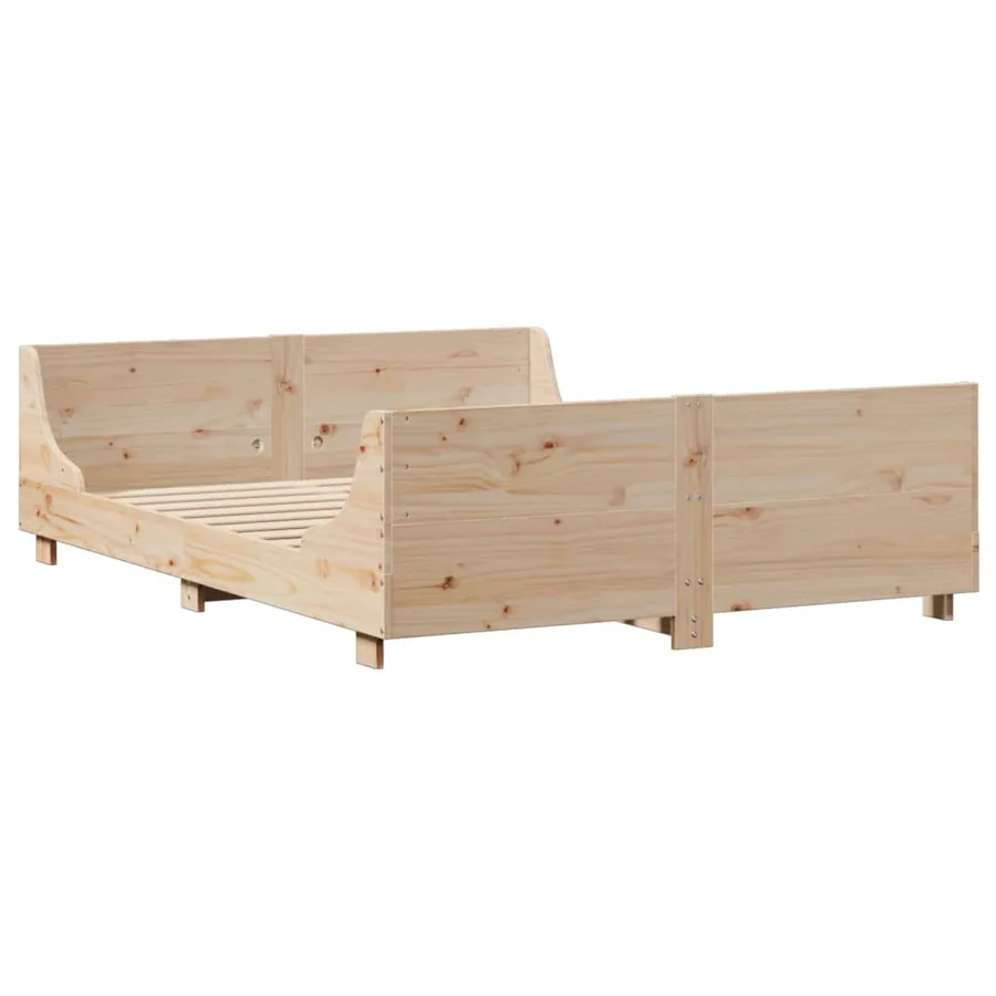 Lit bibliothèque sans matelas 140x190 cm bois massif - 5
