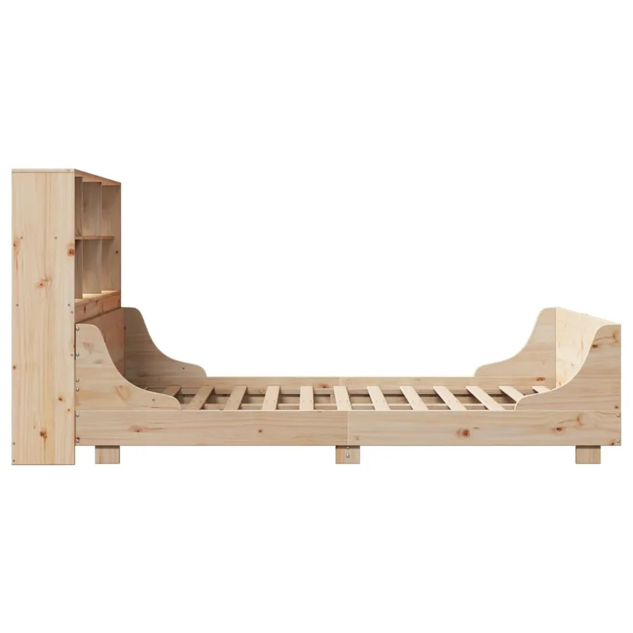 Lit bibliothèque sans matelas 140x190 cm bois massif - 7