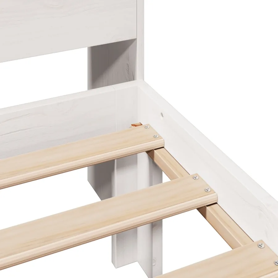 Lit bibliothèque sans matelas blanc 75x190cm bois de pin massif - 9