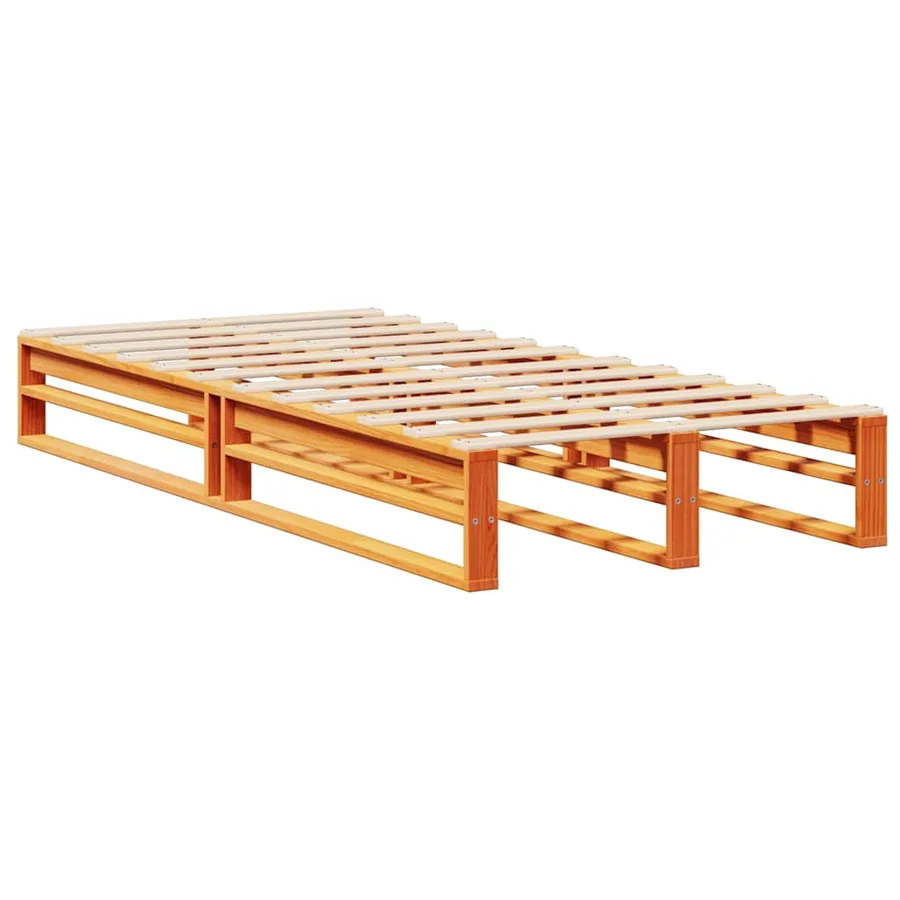 Lit bibliothèque sans matelas cire marron 100x200cm bois massif - 5