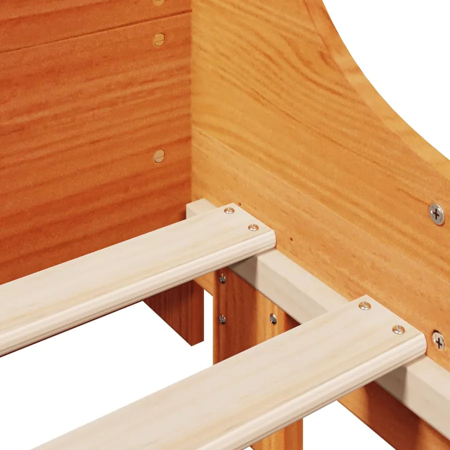 Lit bibliothèque sans matelas cire marron 75x190 cm bois massif - 9