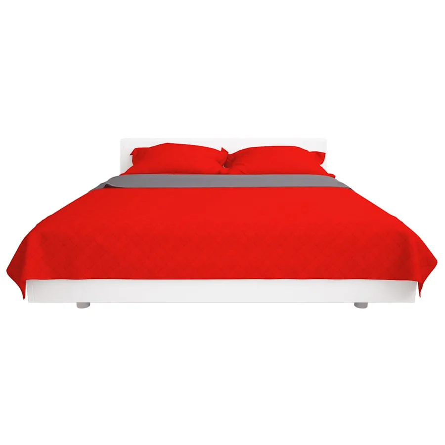 Couvre-lit matelassé double-face Rouge et gris 220x240 cm - 3