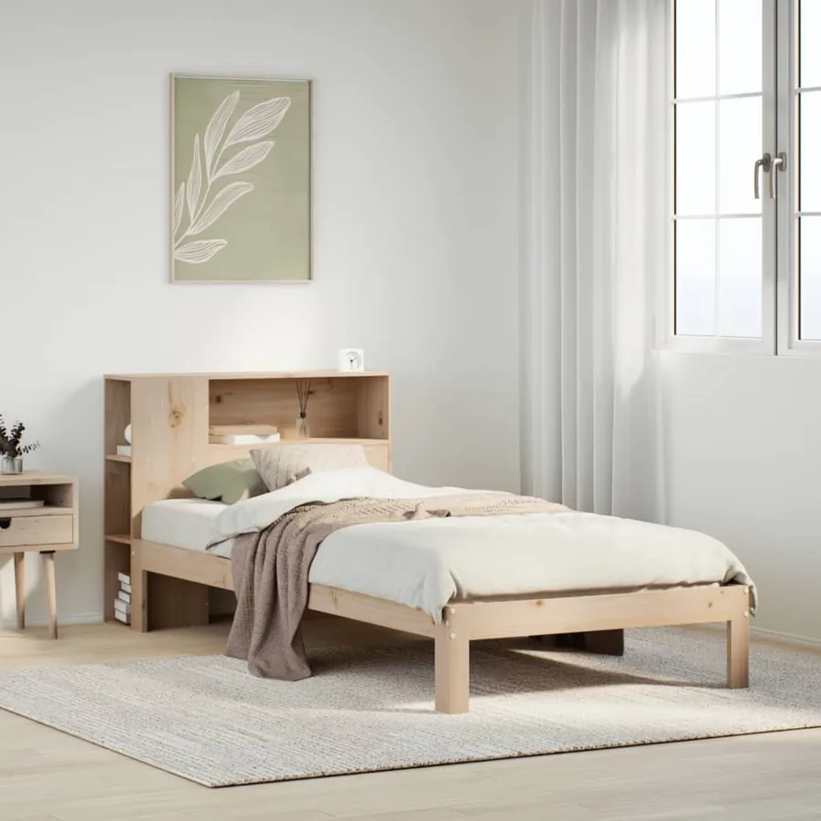 Lit bibliothèque sans matelas 90x200 cm bois de pin massif