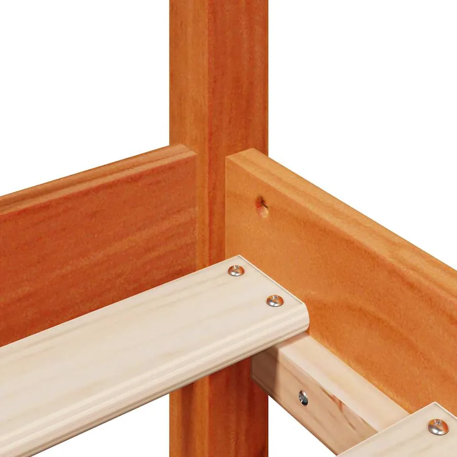 Lit bibliothèque sans matelas cire marron 150x200cm bois massif - 10