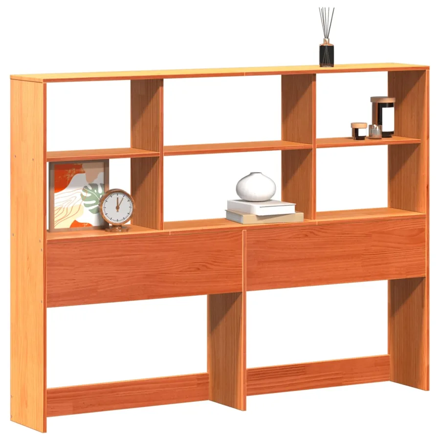 Tête de lit avec rangement cire marron 120cm bois massif de pin - 2