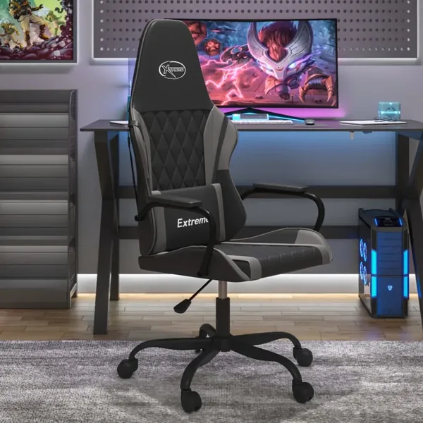 Chaise de jeu Noir et gris Similicuir