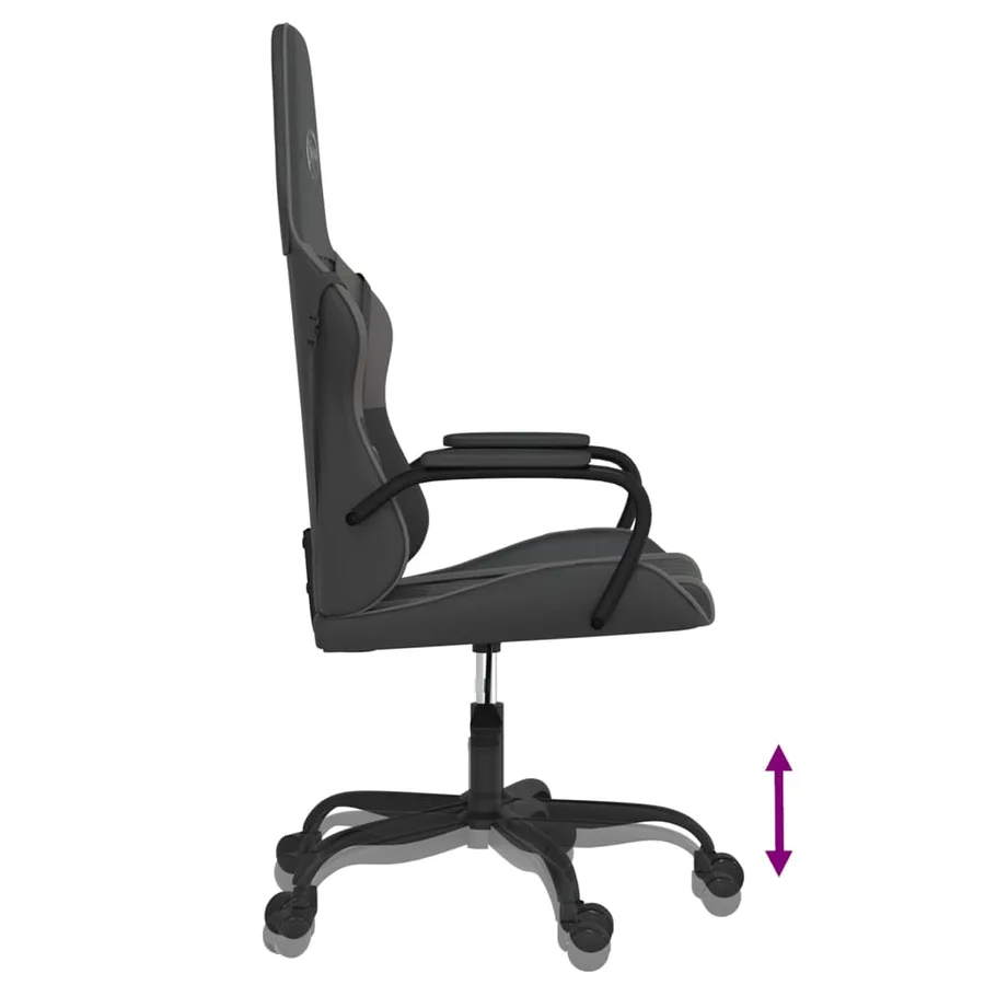 Chaise de jeu Noir et gris Similicuir - 7