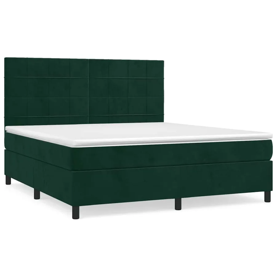 Sommier à lattes de lit et matelas Vert foncé 160x200cm Velours - 2