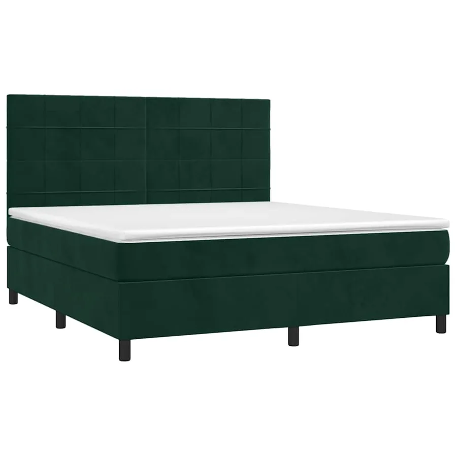 Sommier à lattes de lit et matelas Vert foncé 160x200cm Velours - 3