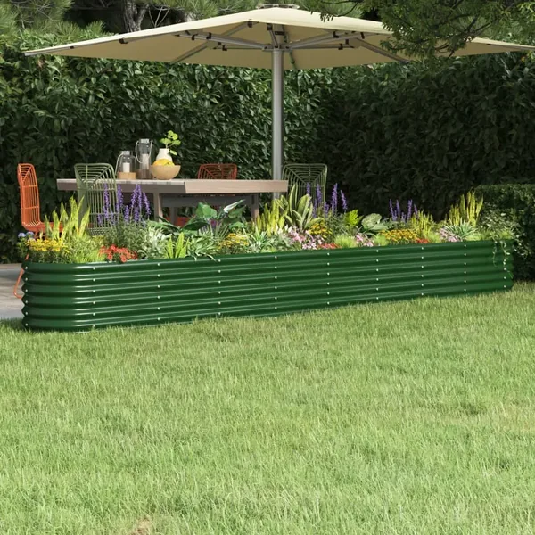 Lit surélevé de jardin Acier galvanisé 332x40x36 cm Vert