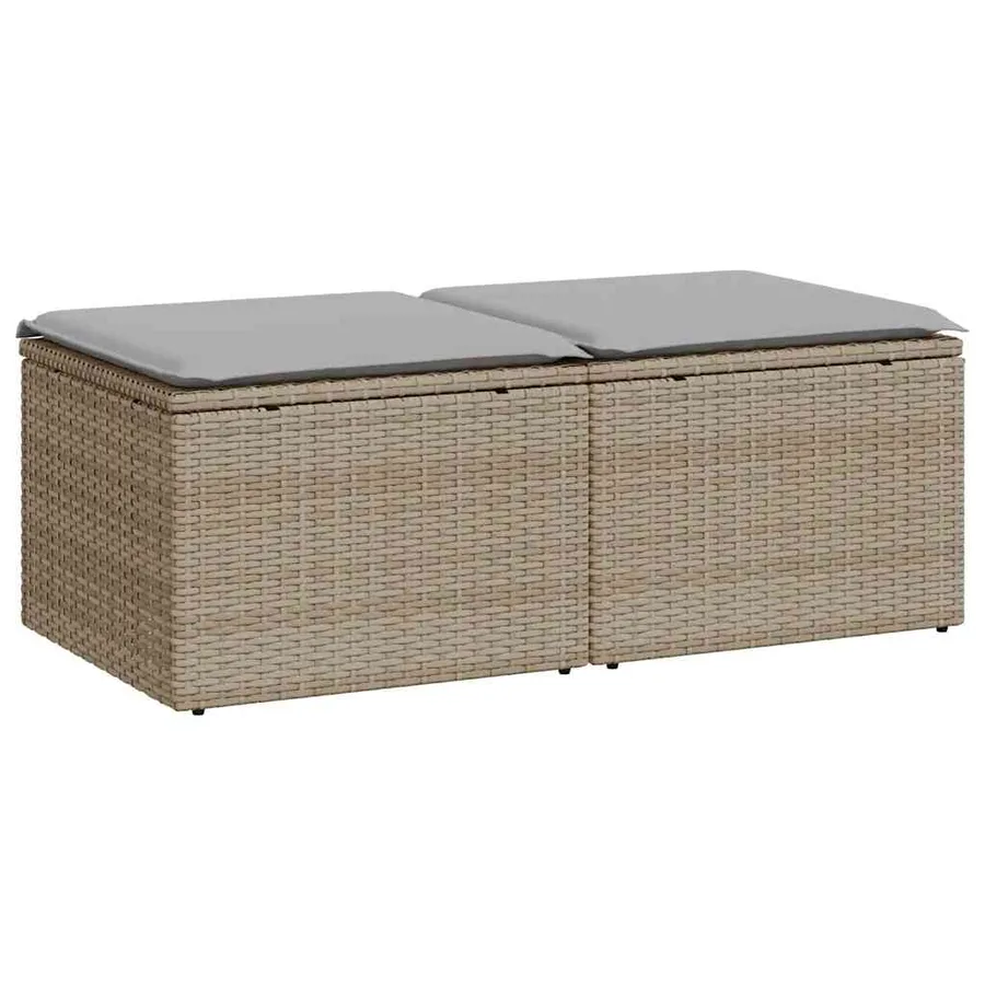 Salon de jardin avec coussins 2 pcs beige résine tressée acacia - 2