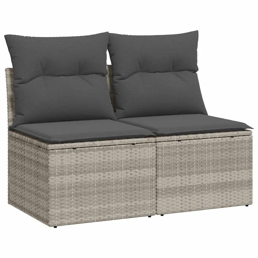 Salon de jardin 2 pcs avec coussins gris clair polyrotin acacia - 2