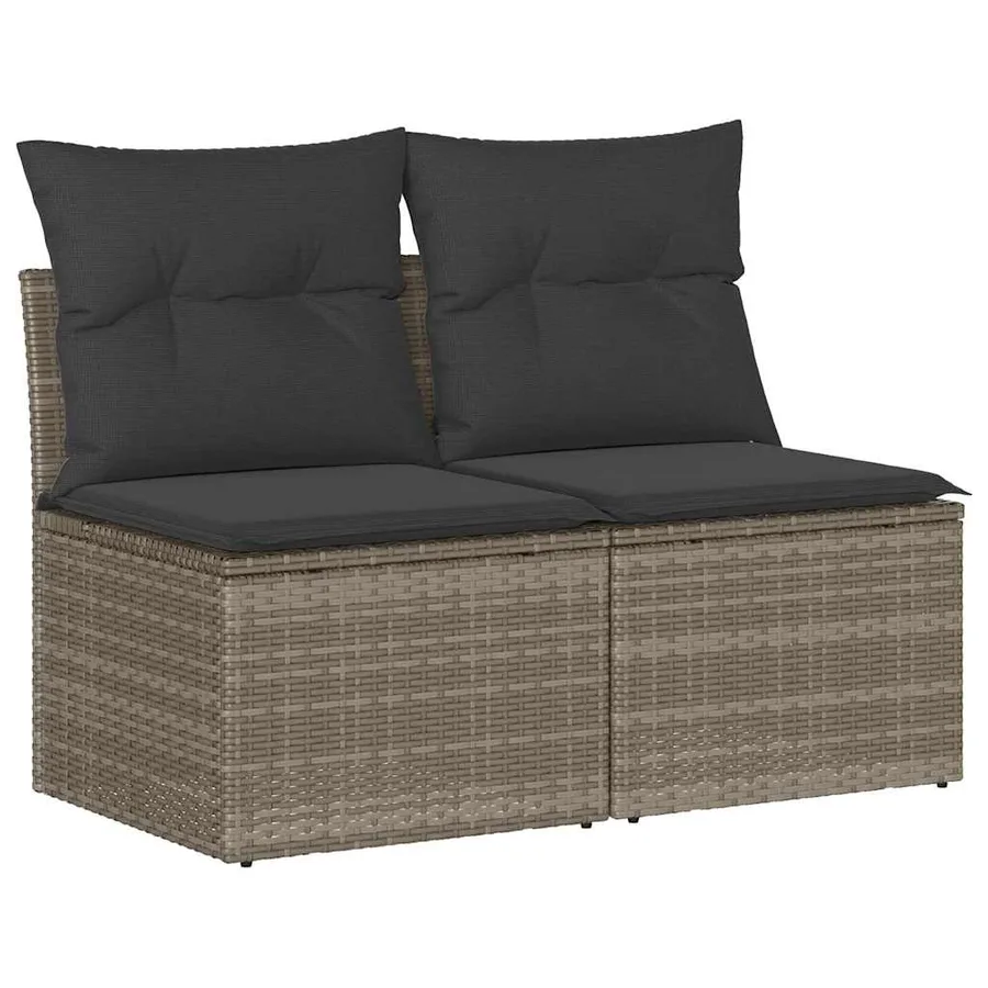 Salon de jardin 2 pcs avec coussins gris résine tressée acacia - 2