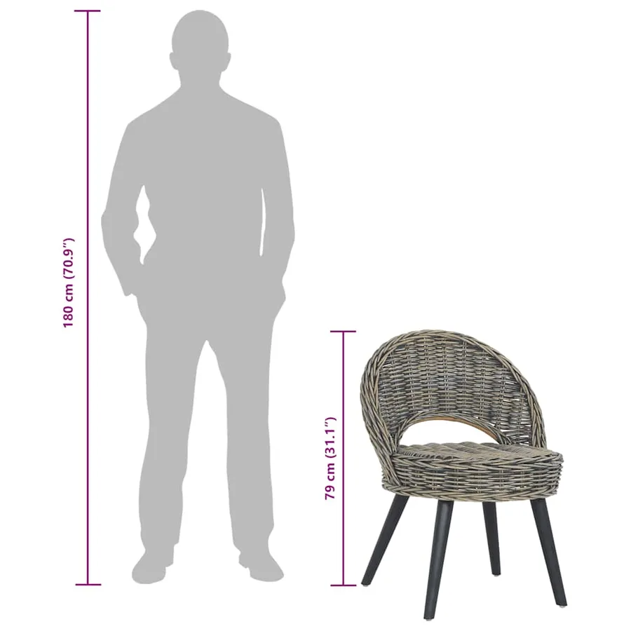 Chaise de canapé rotin kubu noir - 8