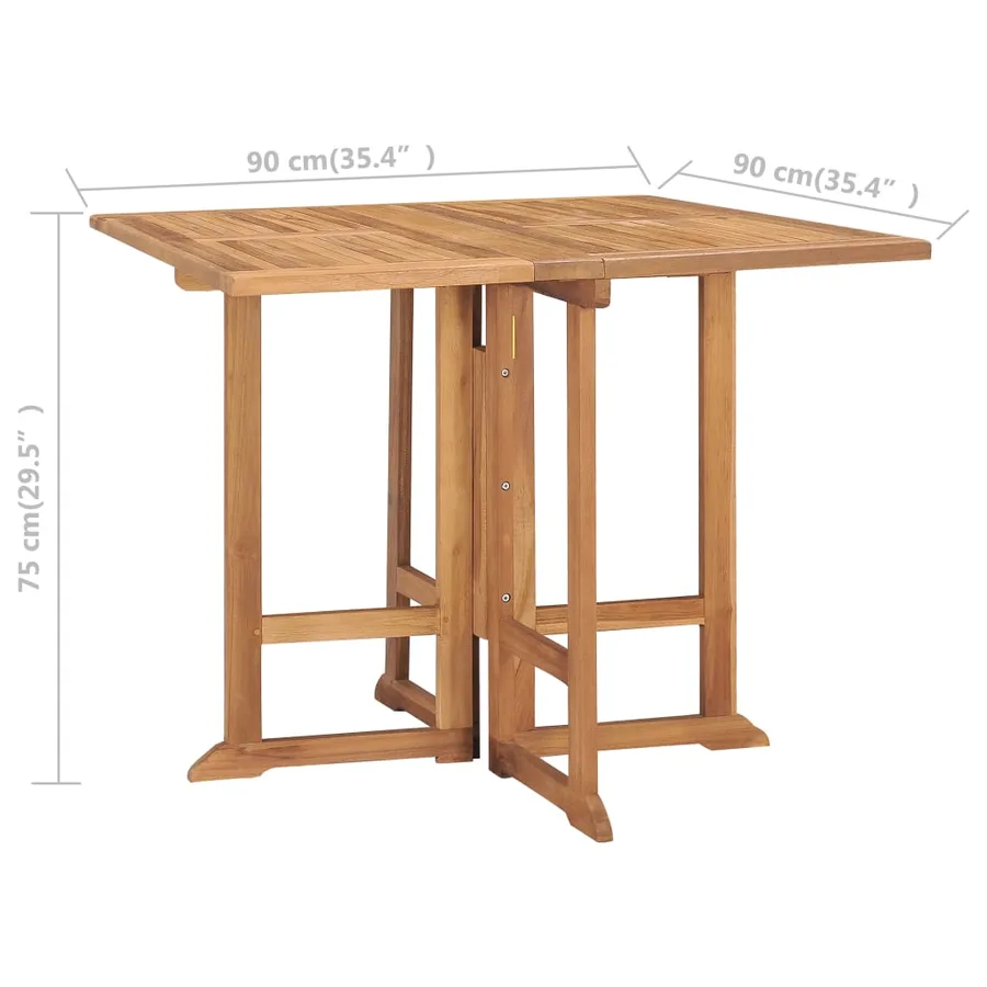 Ensemble à manger d'extérieur pliable 5 pcs Bois solide de teck - 11