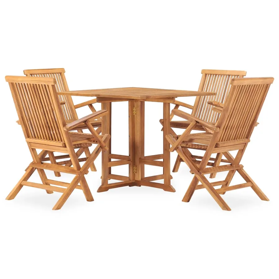 Ensemble à manger d'extérieur pliable 5 pcs Bois solide de teck - 2