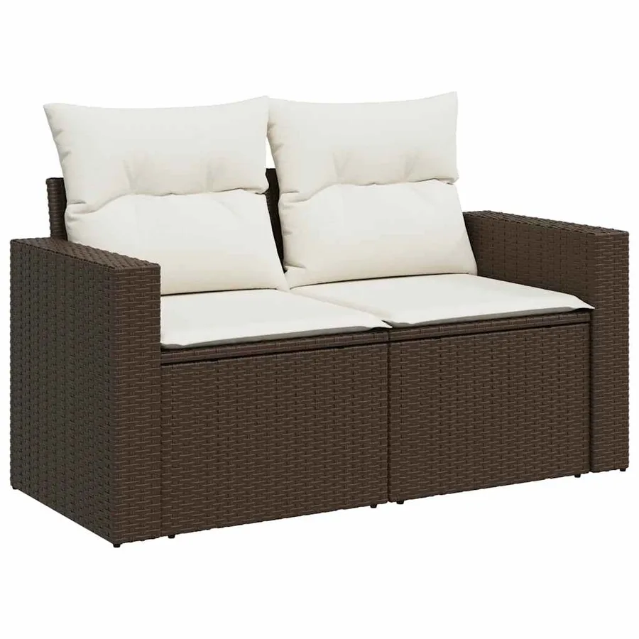 Salon de jardin avec coussins 5 pcs marron résine tressée - 5